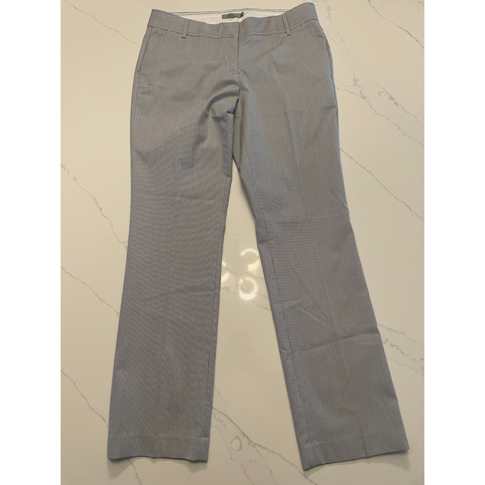 Dalia Womens Blue White Striped Dress Pants Straight Leg Size 10 Office Wear